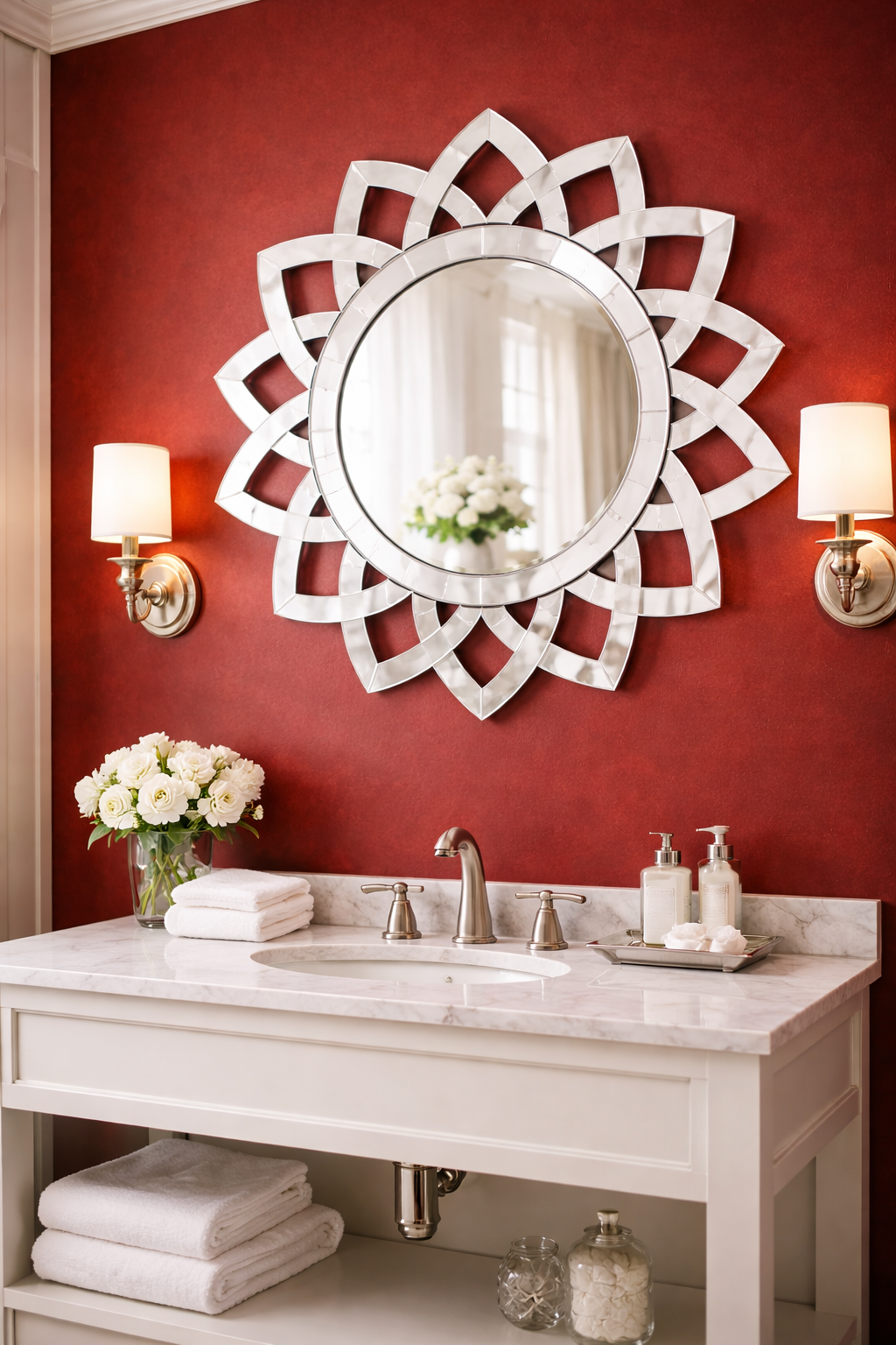 Handmade Silver Glass Round Wall Mount Venetian Mirror Handmade Silver Glass Round Wall Mount Venetian Mirror